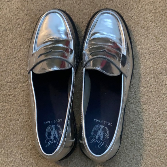 Cole Haan Silver Loafers - Picture 1 of 3